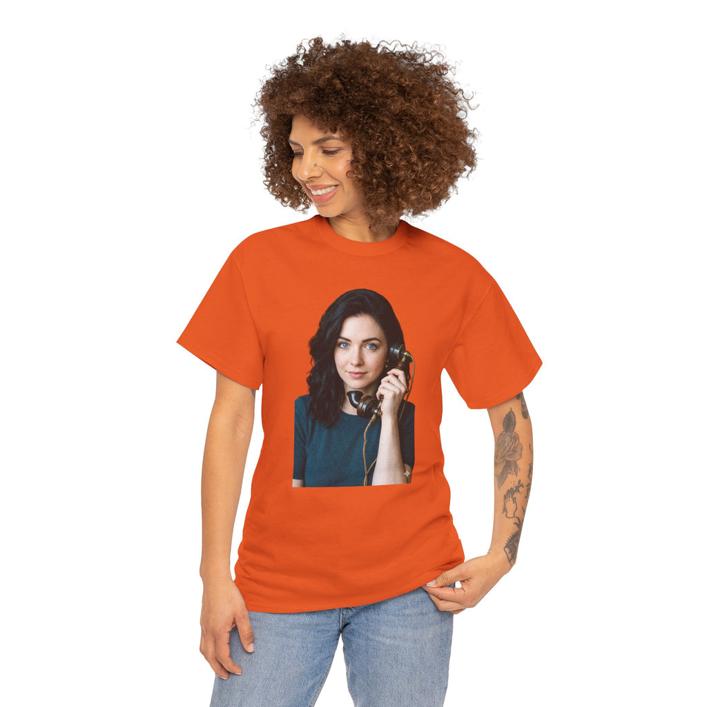 Portrait Graphic Tee — Retro Phone Photo Print T-Shirt Unisex