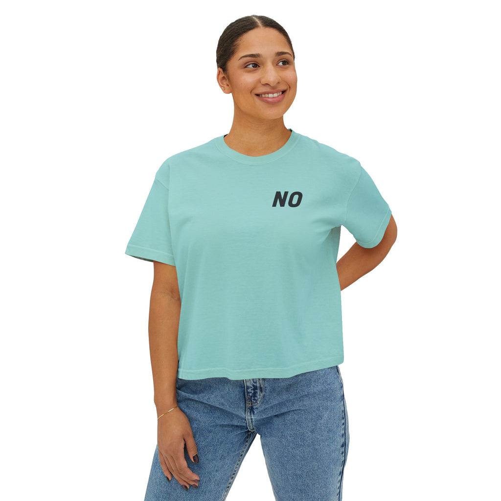 Women's Boxy Tee — Cropped 'NO' Statement Shirt Unisex