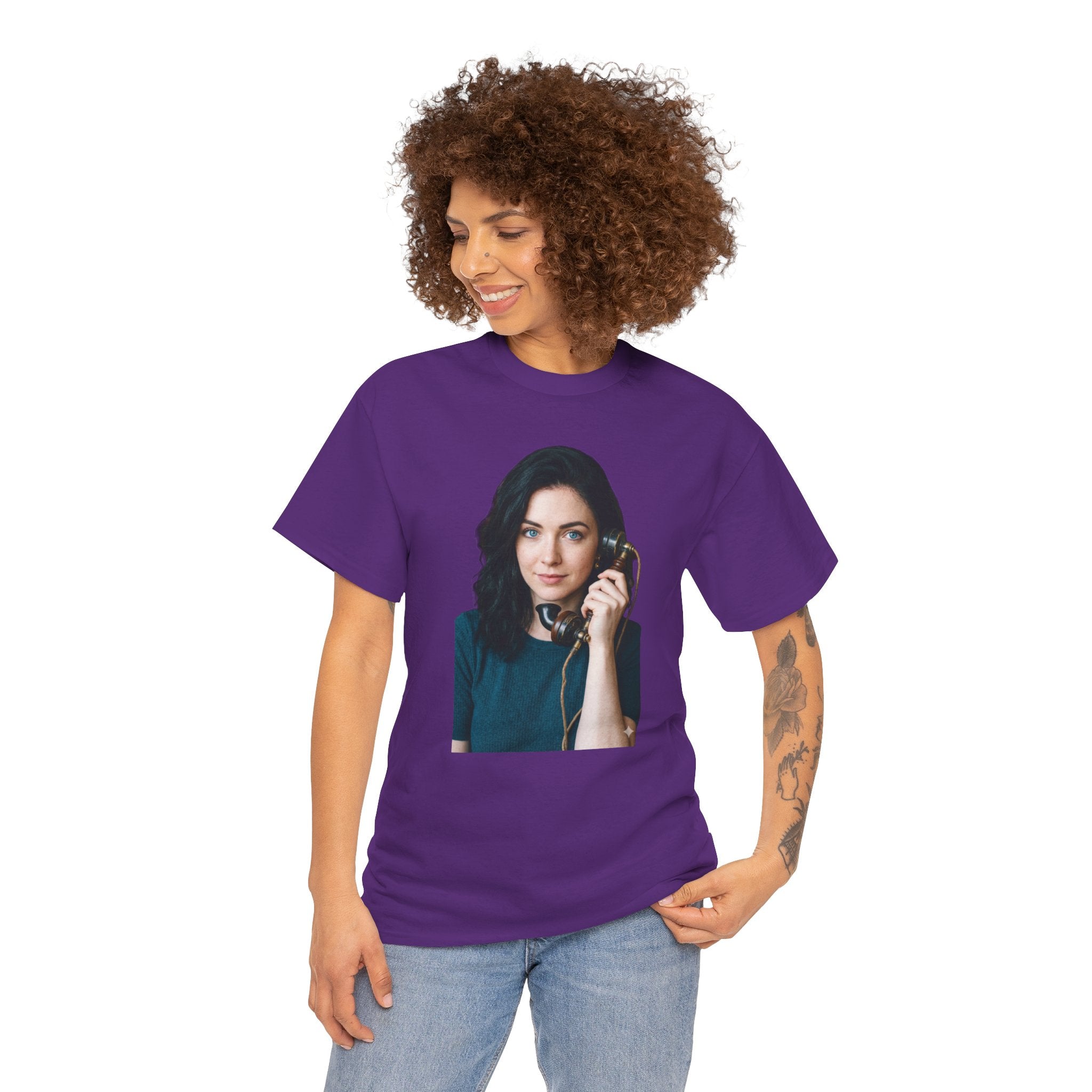 Portrait Graphic Tee — Retro Phone Photo Print T-Shirt Unisex