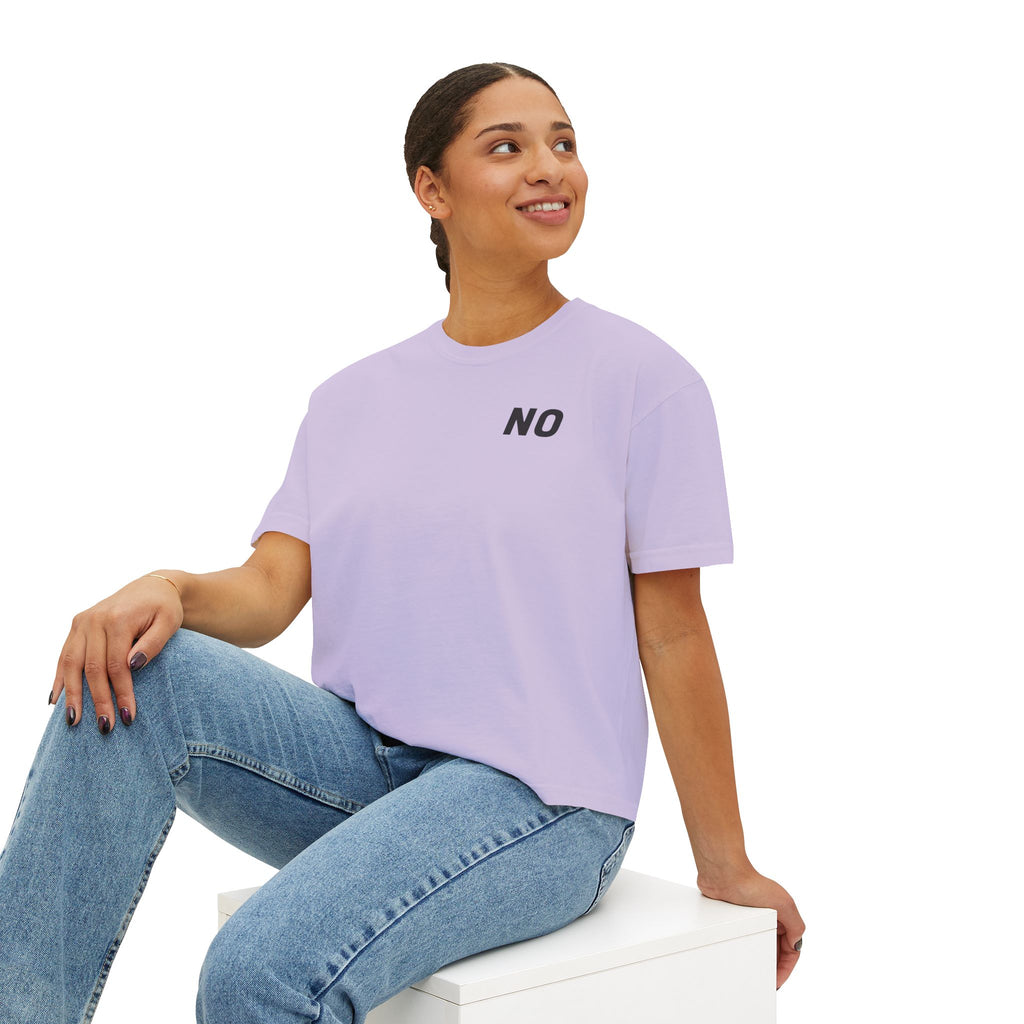 Women's Boxy Tee — Cropped 'NO' Statement Shirt Unisex