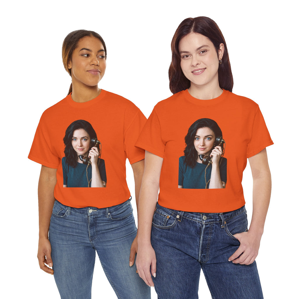 Portrait Graphic Tee — Retro Phone Photo Print T-Shirt Unisex
