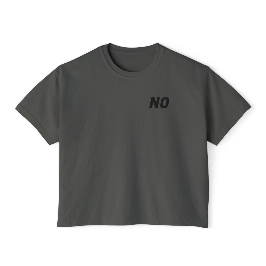 Women's Boxy Tee — Cropped 'NO' Statement Shirt Unisex