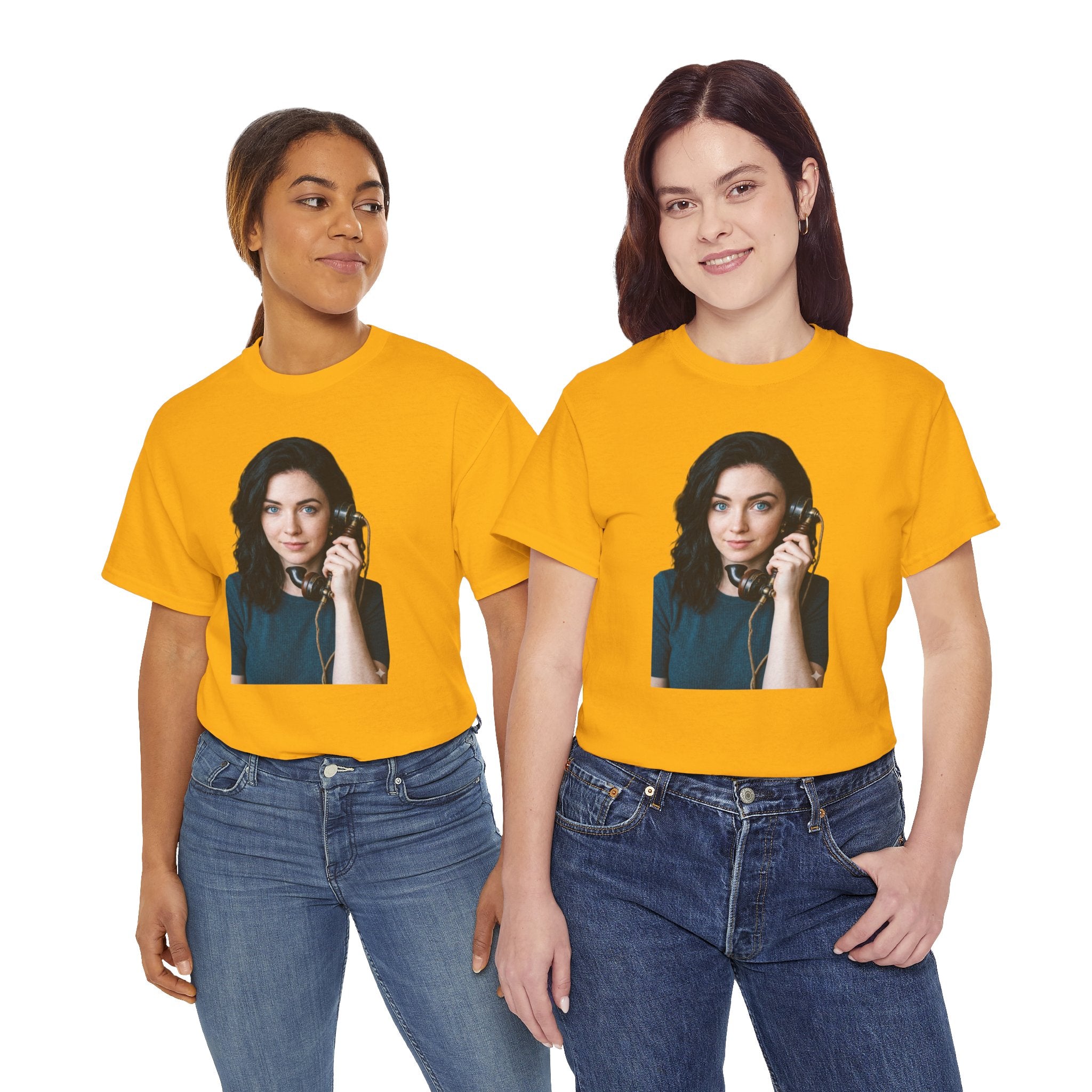 Portrait Graphic Tee — Retro Phone Photo Print T-Shirt Unisex