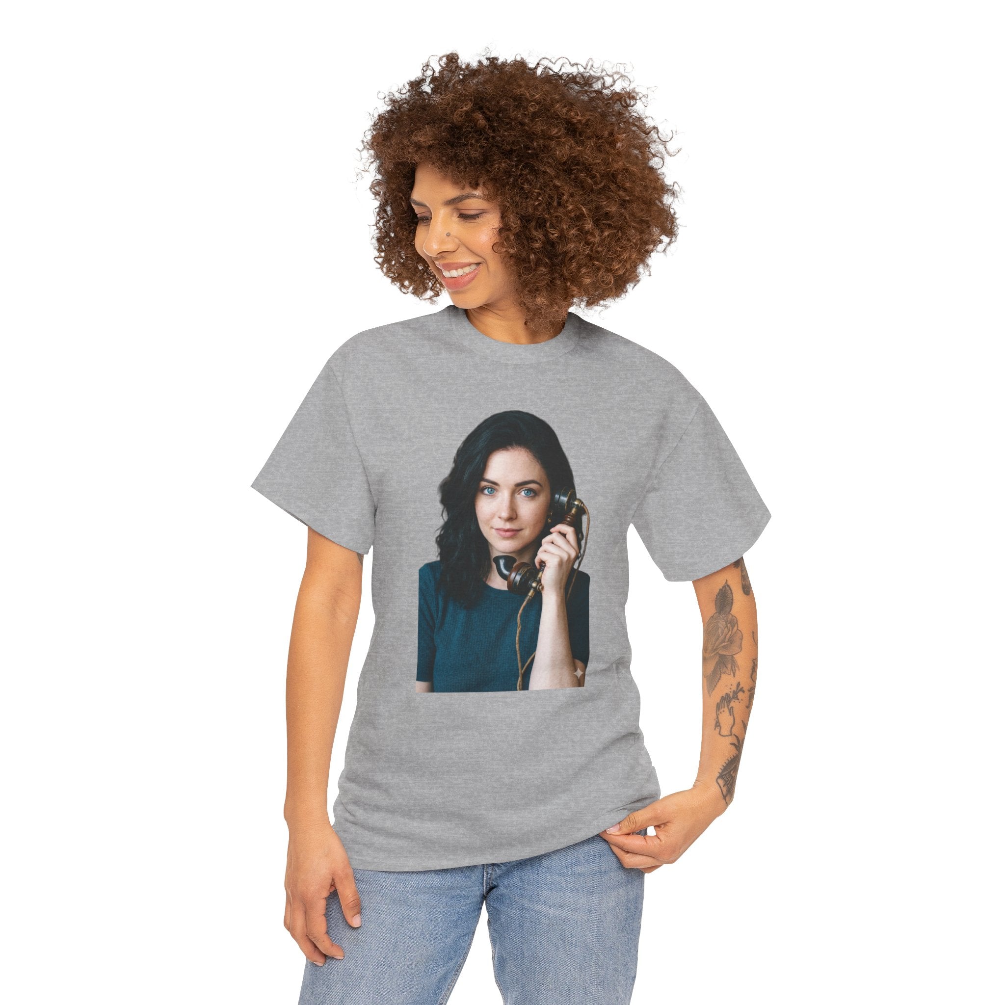 Portrait Graphic Tee — Retro Phone Photo Print T-Shirt Unisex