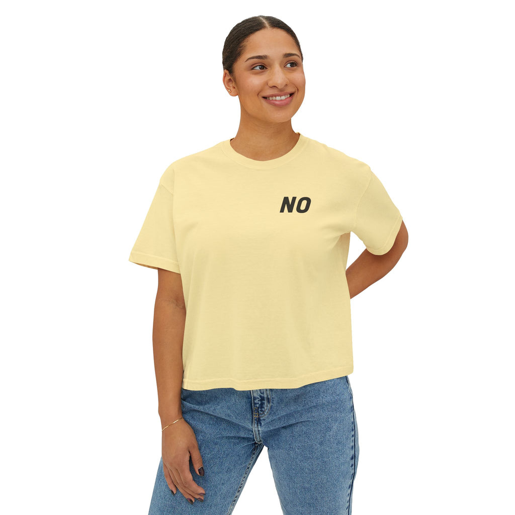 Women's Boxy Tee — Cropped 'NO' Statement Shirt Unisex