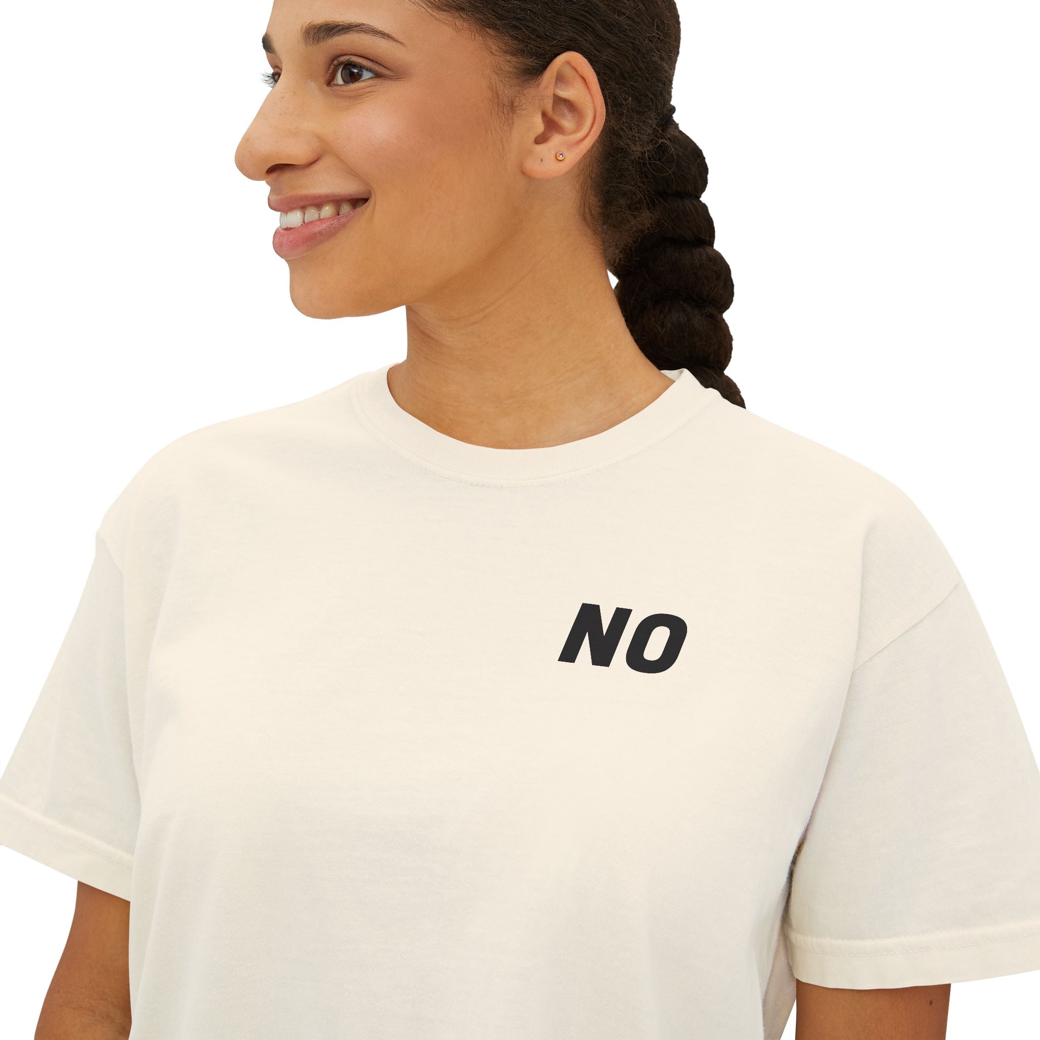 Women's Boxy Tee — Cropped 'NO' Statement Shirt Unisex