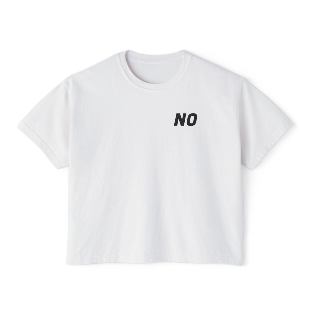 Women's Boxy Tee — Cropped 'NO' Statement Shirt Unisex