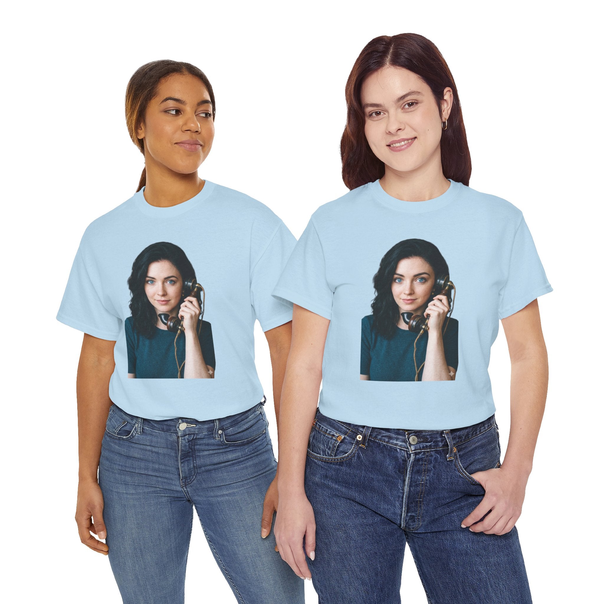 Portrait Graphic Tee — Retro Phone Photo Print T-Shirt Unisex