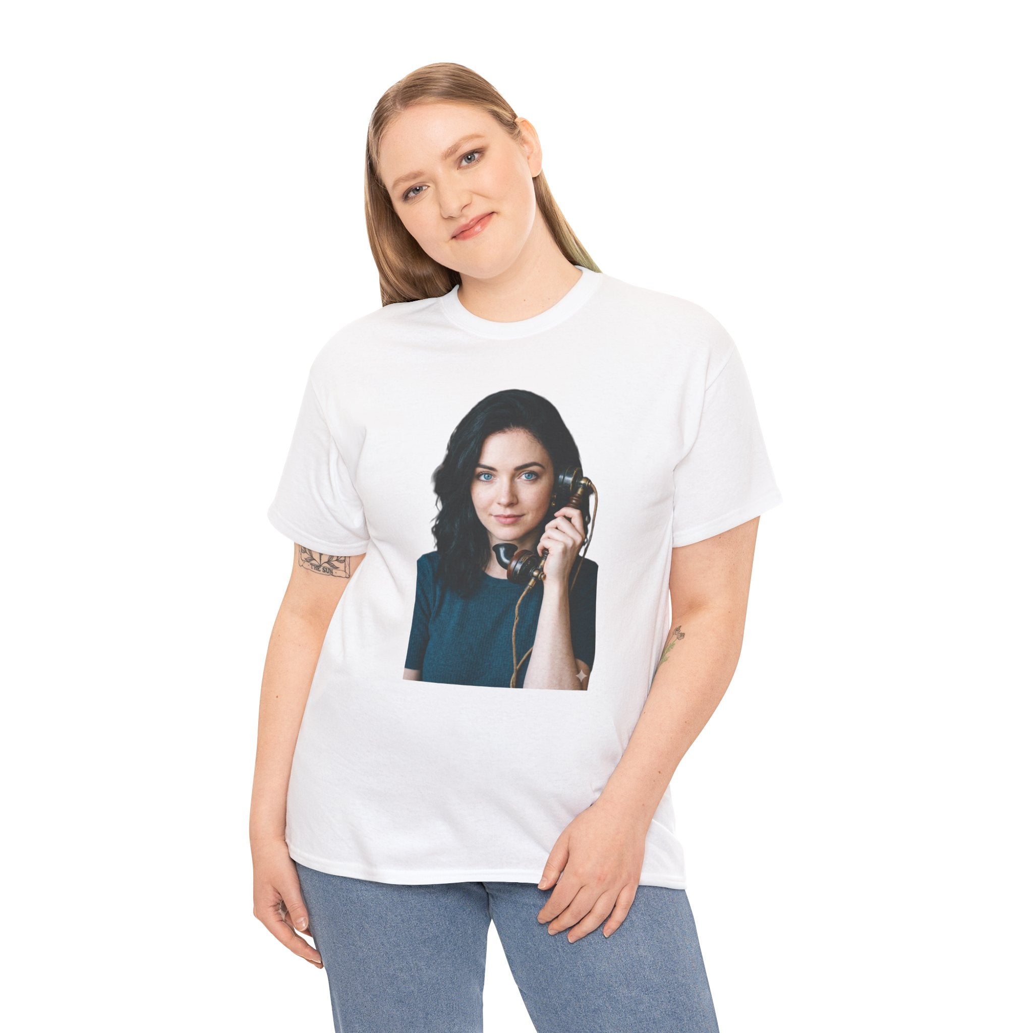Portrait Graphic Tee — Retro Phone Photo Print T-Shirt Unisex