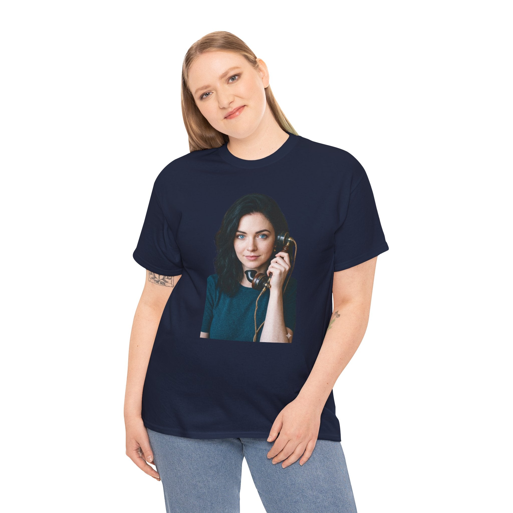 Portrait Graphic Tee — Retro Phone Photo Print T-Shirt Unisex