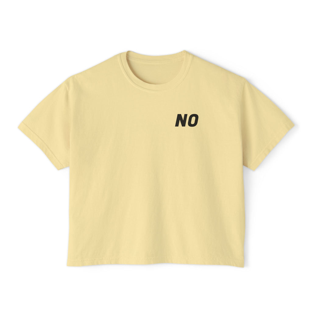 Women's Boxy Tee — Cropped 'NO' Statement Shirt Unisex