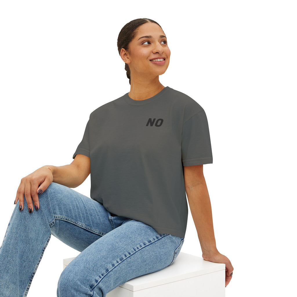 Women's Boxy Tee — Cropped 'NO' Statement Shirt Unisex