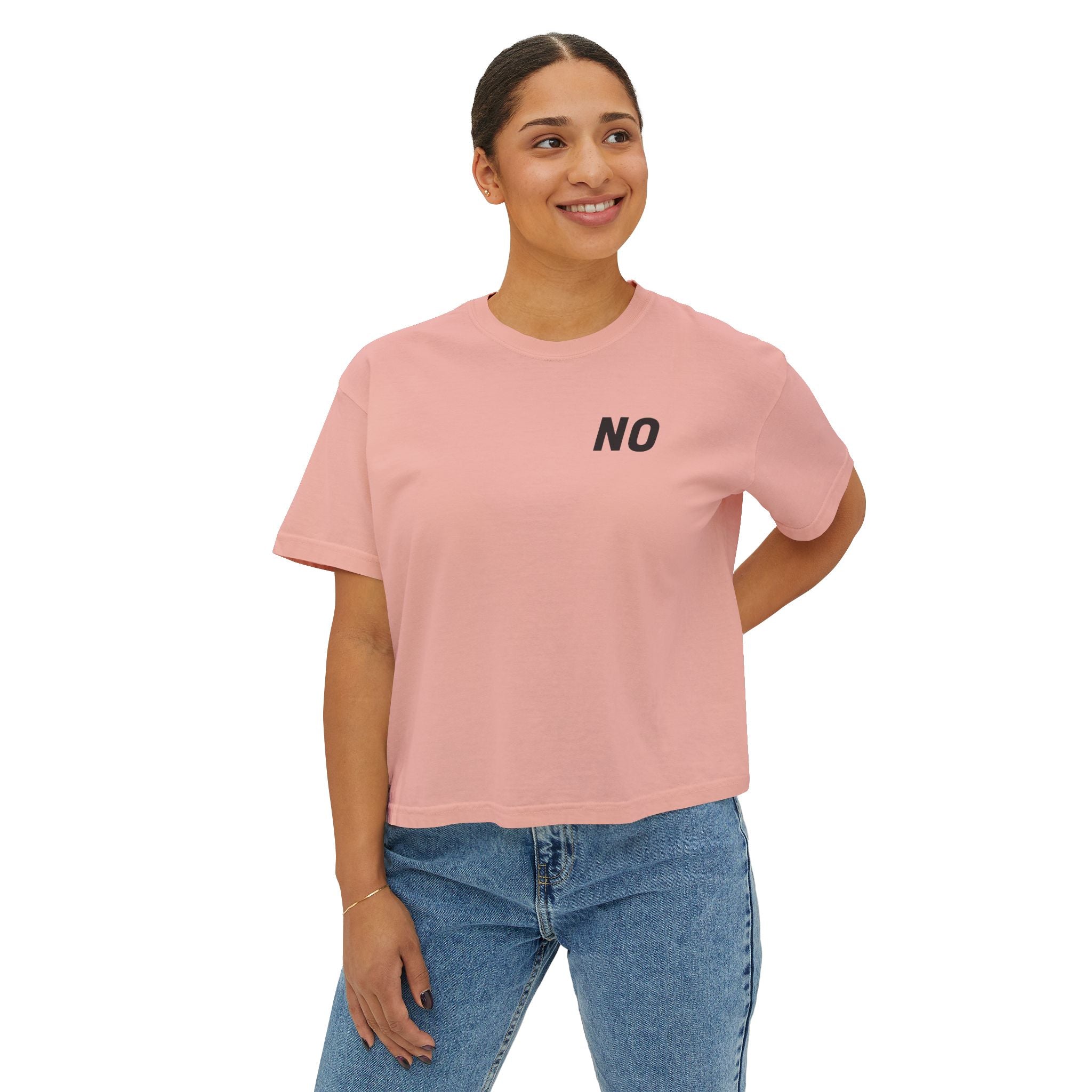 Women's Boxy Tee — Cropped 'NO' Statement Shirt Unisex
