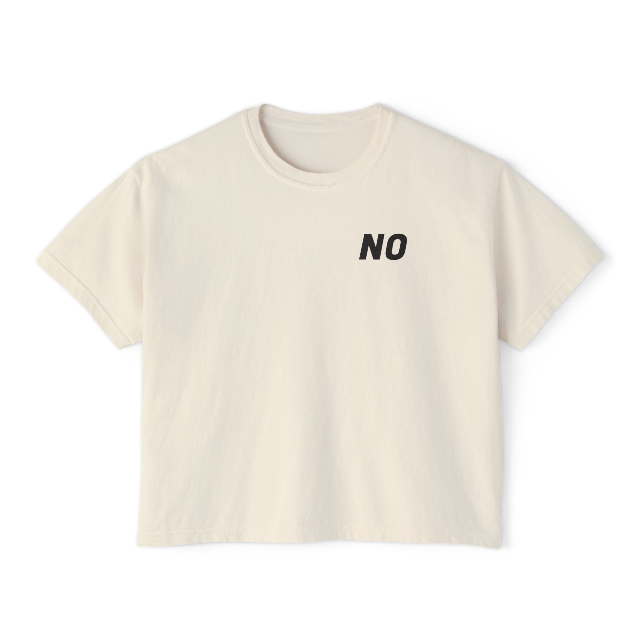 Women's Boxy Tee — Cropped 'NO' Statement Shirt Unisex